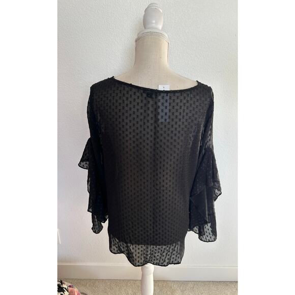 Ann Taylor Swiss Dot Sheer Blouse in Black - S - Picture 4 of 4